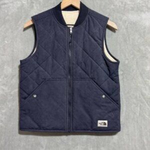 The North Face Vest Womens Small Navy‎ Blue Quilted Reversible Zip Sleeveless